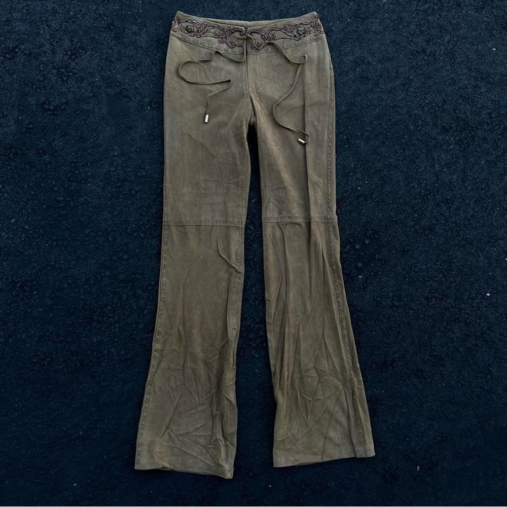 Mandalay Suede tan low waisted pants. Vintage. Great condition. Size 6.